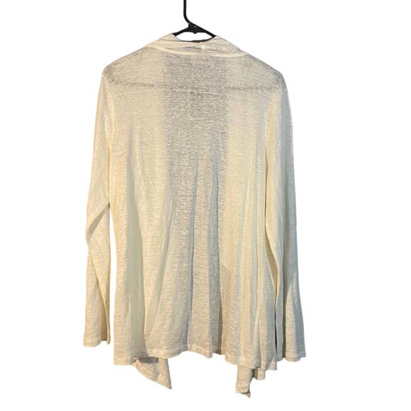 Verve Ami White 100% Linen Waterfall Draped Opened Front Cardigan Women Sz XL - Picture 2 of 7